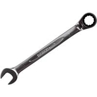 Silver Bahco 1RM ratchet combination spanner with open-end and ratcheting box-end, engraved logo on handle.