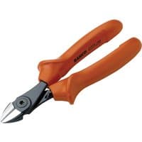 Orange Bahco 2101S Ergo insulated side cutting pliers with ergonomic handles and sharp steel cutting edges.