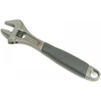 Black Bahco adjustable wrench, 250mm, with ergonomic handle and silver jaw, featuring a hole for hanging.