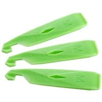 Green Birzman Wedge Tyre Lever Set, three levers with hook ends and embossed logo.