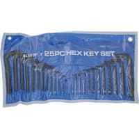 BlueSpot 25 piece hexagon Allen key set in a blue pouch, featuring both metric and imperial sizes.