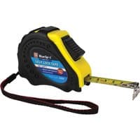 Black and yellow BlueSpot Easy Read Magnetic Tape Measure with self-locking feature and wrist strap.