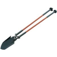 Bulldog INSSHOVEL post hole digger with orange insulated handles and black steel blades.