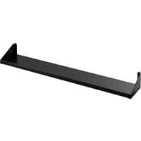 Black Bunker Long Pegboard Shelf with sleek, minimalist design and angled end brackets for wall mounting.