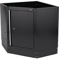 Black BUNKER Modular Corner Floor Cabinet, 865mm, with sleek metal finish and single door design.