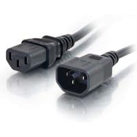 Black C2G 3m computer power extension cord with C13 and C14 connectors, flexible cable design.