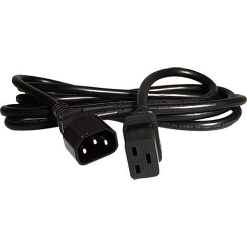 Black PVC power lead, 3 meters long, featuring IEC C14 and IEC C19 connectors, with a 1.5mm diameter cable, designed for reliable electrical connections.
