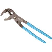 Blue-handled Channellock Griplock water pump pliers with adjustable jaw and silver pivot joint.