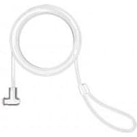 White Compulocks T-bar security keyed cable lock with looped end and T-shaped locking mechanism.