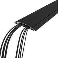 Black aluminium Dataflex 31.423 cable trunking system, 1.5 m, with multiple cables exiting from one end.