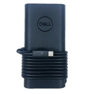 Black DELL 492-BCBK power adapter with a smooth plastic finish, featuring a coiled black cable and the DELL logo prominently displayed on the front.