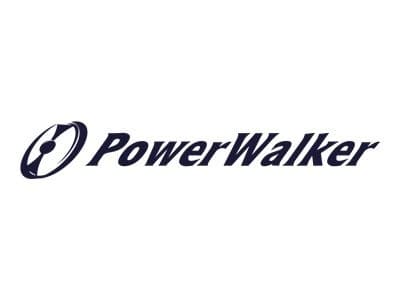 Black power extension cord with 2 meters length, featuring 7 AC outlets for indoor use, designed by PowerWalker for versatile connectivity.