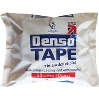 Denso 8101102 Tape, 50mm x 10m roll, white packaging with blue text, anti-corrosion, sealing, and waterproofing features.