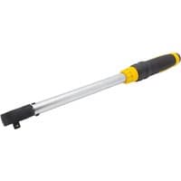 Silver DeWalt 3/8" drive torque wrench with black grip handle and yellow accents