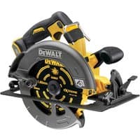 Yellow and black DeWalt cordless circular saw with brushless motor and 190mm blade.