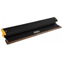 Black and yellow DEWALT drywall skimmer with a 48-inch flat blade and ergonomic handle.