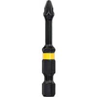 Black DeWalt Pozi Extreme Impact Torsion Screwdriver Bit with yellow band and hexagonal shank.