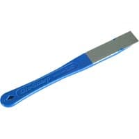Blue-handled DMT Diamond Mini Hone sharpening tool with a rectangular diamond-coated abrasive surface.