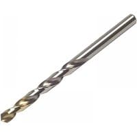 Gold-tipped Dormer HSS-TiN coated jobber drill, 8.60mm diameter, 125mm length, with spiral flutes.