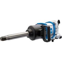 "Draper 1 Square Drive Air Impact Wrench, silver and blue with a long metal drive and black handle grip"