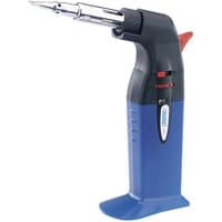 "Draper 2 In 1 soldering iron and gas torch, blue handle, black grip, red switch, silver nozzle"