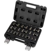 Black Draper 25 Piece 3/8" Drive Bolt Extractor Set in a sturdy case with organized slots for each extractor.