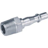 Silver Draper 3/8" BSP male thread PCL air line adaptor with hexagonal base and tapered nozzle, pack of 5.