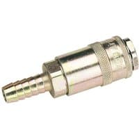 "Draper 3/8 inch PCL coupling with tailpiece, metallic finish, ribbed connector end, cylindrical body with textured grip"