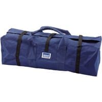 Blue Draper canvas tool bag, 740mm, with black straps and handle, featuring a front logo patch.