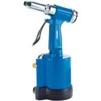 Blue Draper DAT-AR Air Riveter with silver nozzle, ergonomic handle, and black base.