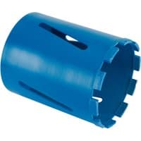 Blue Draper diamond core bit, 127 x 150mm, with slotted sides and segmented cutting edge.