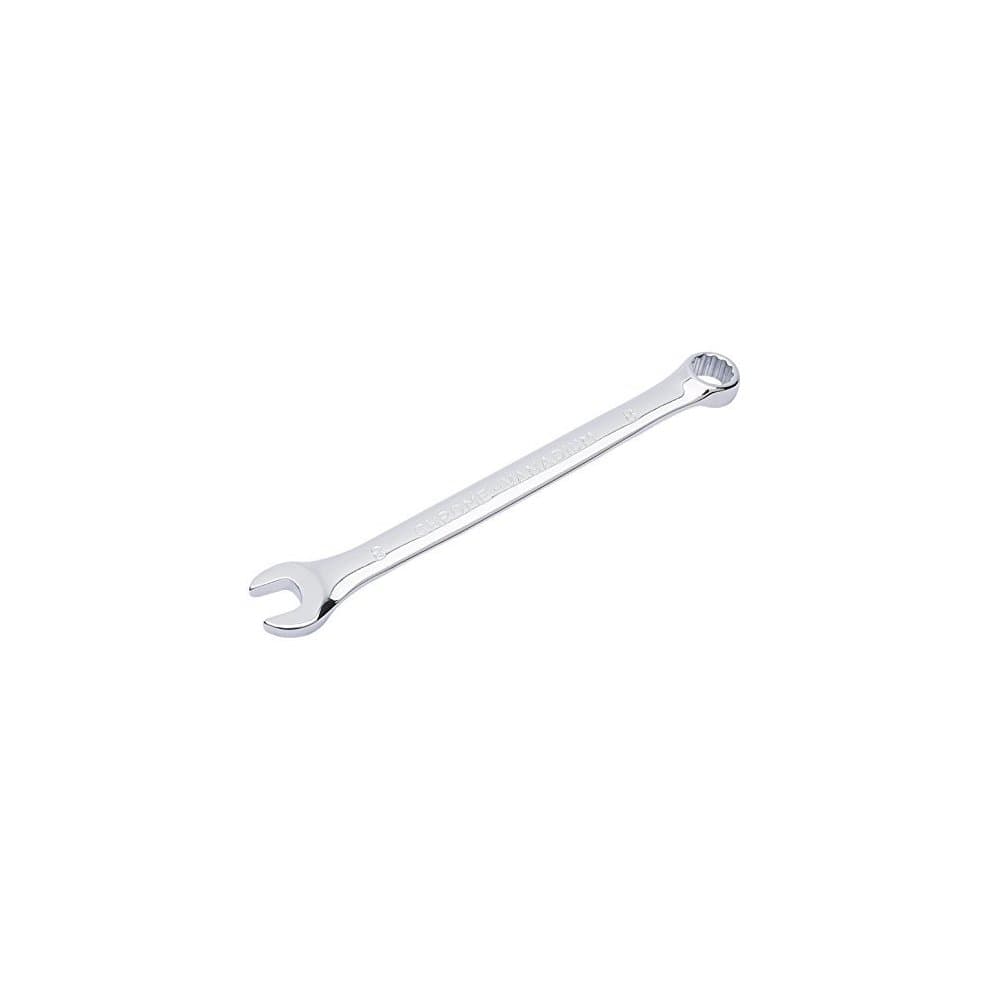 Draper 35189 HI-TORQ® 8mm short pattern metric combination spanner, featuring a shiny chrome finish and an open-end and ring-end design for versatile use.