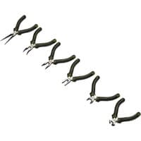 Draper Expert 6 Piece Mini Pliers Set with black handles and silver metal tips, including needle-nose and cutting pliers.