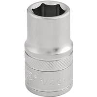 Silver Draper Expert 6 Point Imperial Socket, 1/2" square drive, with knurled grip and engraved size marking.