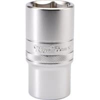 Silver Draper Expert deep socket, 6 point, 1/2" square drive, 30mm, with knurled grip and engraved branding.