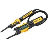 Draper Expert AC/DC CAT IV high voltage tester, yellow and black with dual probes and digital display.