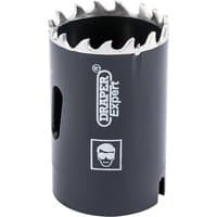 Black Draper Expert cobalt hole saw, 32mm, with sharp teeth and brand logo on the side.