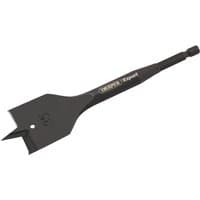 Black Draper Expert flat wood bit, 35mm, with sharp spade tip and hex shank, engraved size marking.