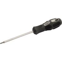 Black and silver Draper TX-STAR driver, T8 x 75mm, with ergonomic handle and precision tip.
