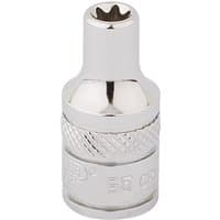 Silver Draper Expert TX-STAR socket, 1/4" square drive, E5 size, with knurled grip and polished finish.