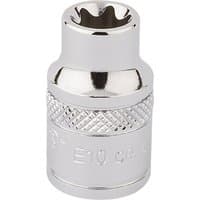 Silver Draper Expert TX-STAR socket, 3/8" square drive, E10, with knurled grip and polished finish.