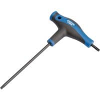 Draper Expert T20 T-handle key, black shaft, blue and black ergonomic grip with logo.