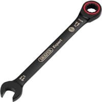Black Draper Expert Hi-Torq® 11mm ratchet combination spanner with open-end and ring head, red accent on ring.