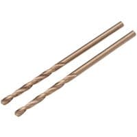 Draper Expert cobalt drill bits, 2.0mm x 49mm, metallic finish, spiral flutes, pack of 2.