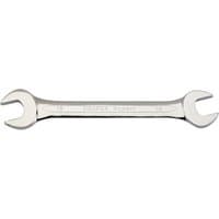 Silver Draper Expert open end spanner, 18 x 19mm, with polished finish and engraved brand name on the handle.