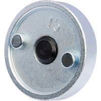 Silver Draper Expert brake piston wind-back tool with circular metal disc and two protruding pins.