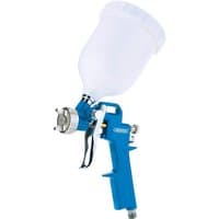 Blue Draper gravity air paint spray gun with white 500ml cup and adjustable nozzle, model 28360.