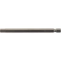 Draper hexagonal insert bit, 6mm, 100mm long, silver metal, 1/4" hex shank, slim cylindrical design.