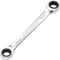 Silver Draper Hi-Torq® metric double ratchet ring spanner with 10mm and 11mm ends, sleek and polished design.