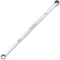 Silver Draper Hi-Torq metric extra-long double ring ratchet spanner, 10mm, with engraved measurements.